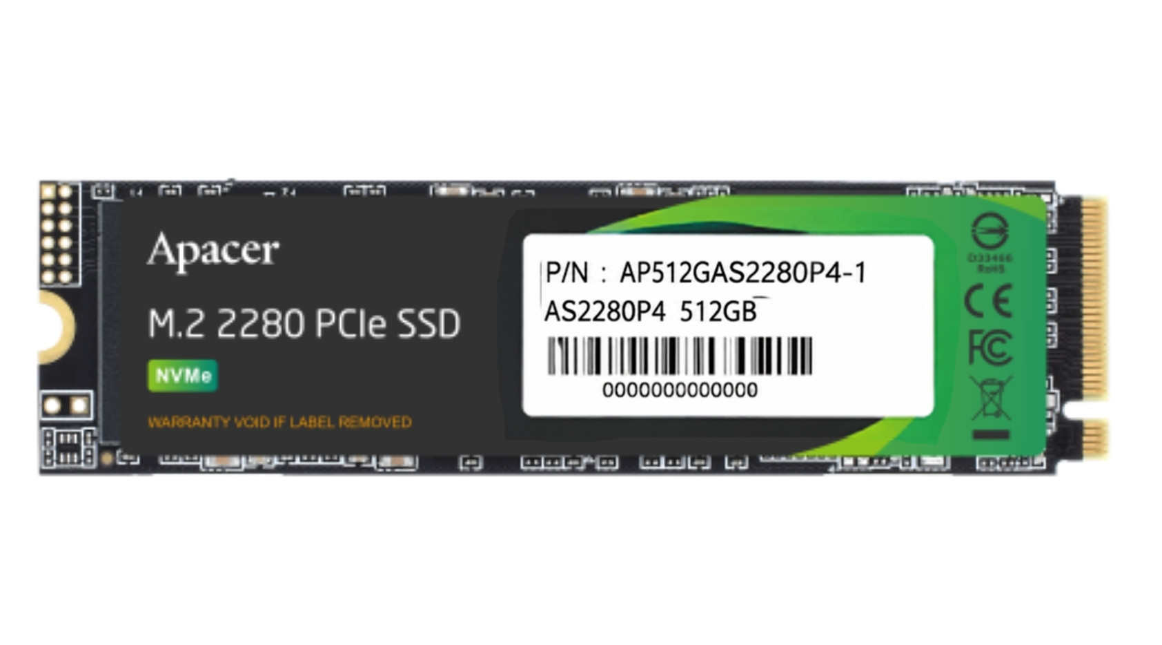 Apacer AS2280P4 512GB 2100/1500MB/s NVMe PCIe Gen3x4 M.2 SSD Disk