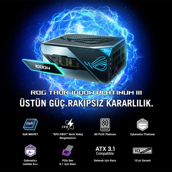 ASUS ROG-THOR-1000P3-GAMING Full Modüler Gaming Power Supply