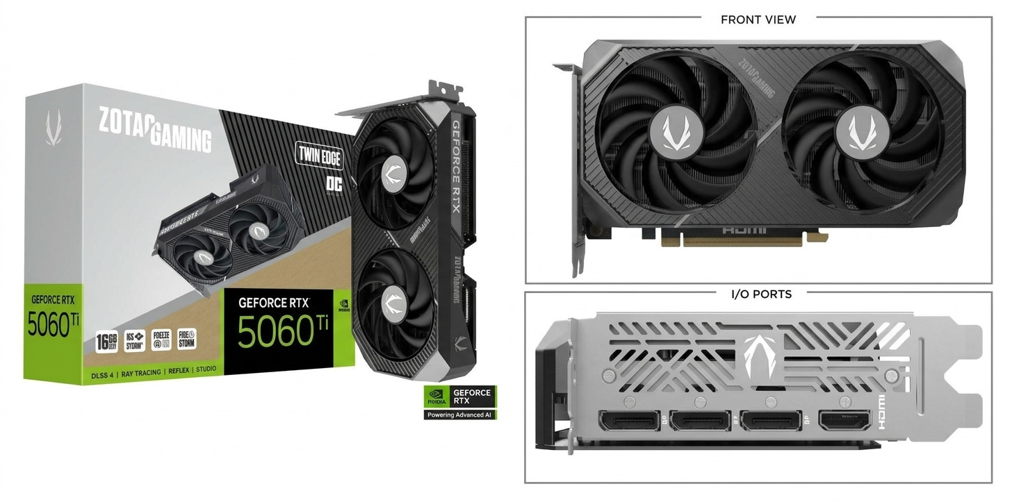 Zotac Gaming GeForce RTX 5060 Ti 16GB TWIN EDGE OC ZT-B50620H-10M GDDR7 128Bit Gaming Ekran Kartı