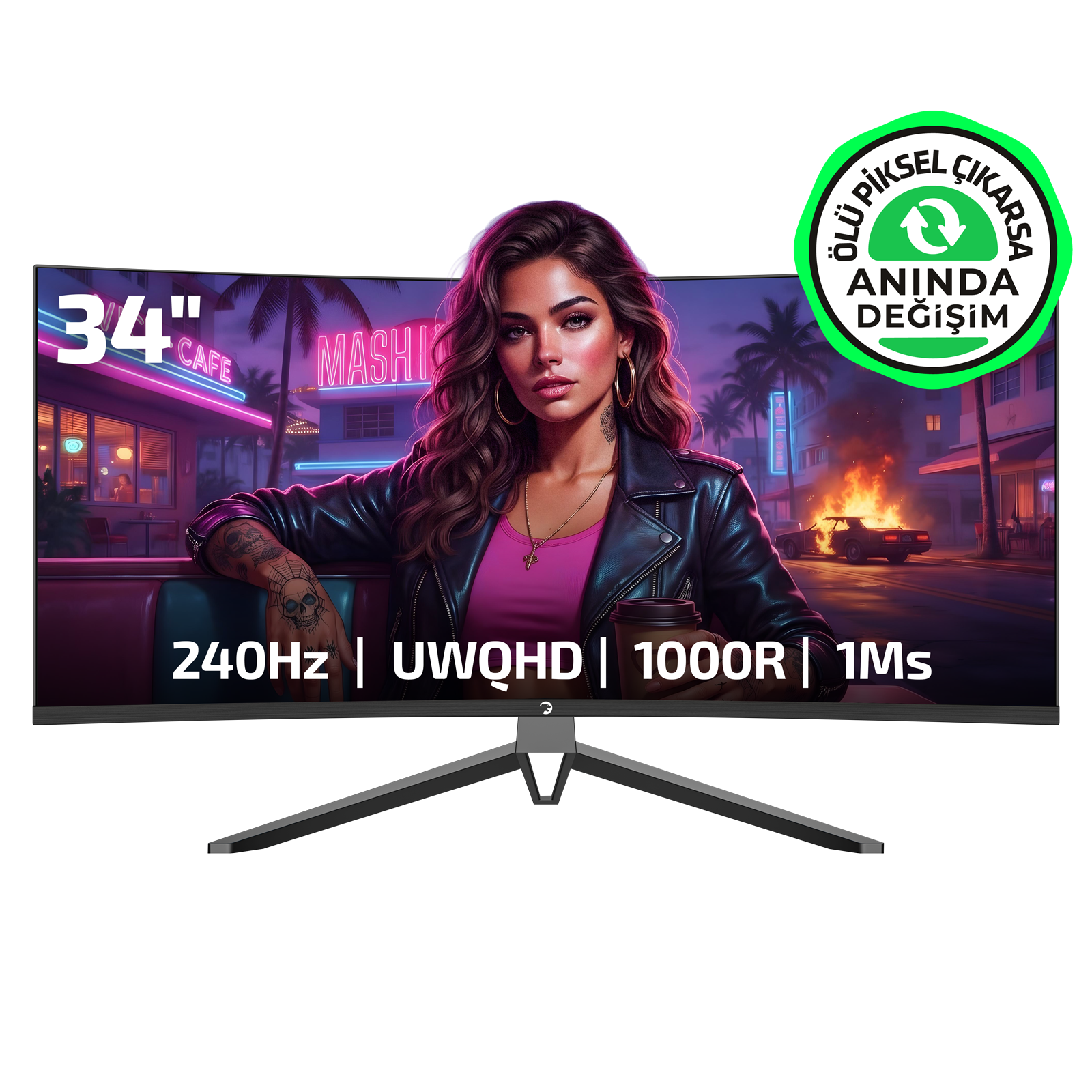 GamePower Mira Q34 34″ 240Hz 1Ms GTG 1000R UWQHD Gaming Monitör (Ölü Pikselde Anında Değişim)