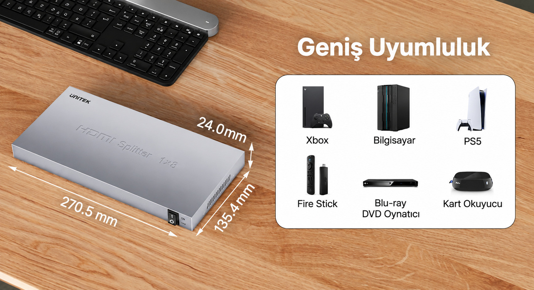 Unitek 4K HDMI Çoklayıcı 1 Giriş 8 Çıkış (V1132A01-EU)