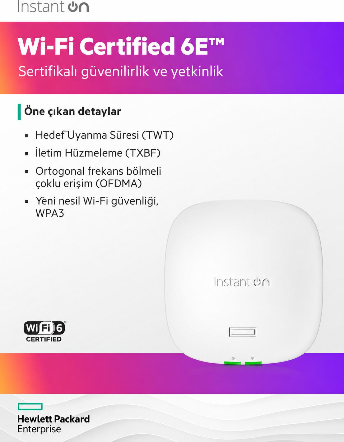 HPE Networking Instant On AP32 S1T23A Wi-Fi 6E Tri-Band 2x2 3.6 Gbps 2.5G PoE Access Point