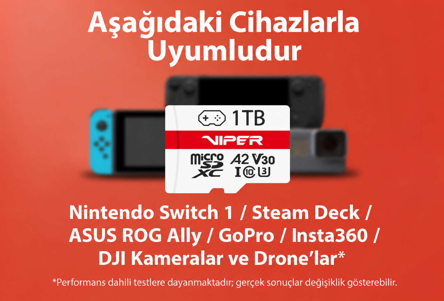 Patriot 1TB Viper Gaming Series U3 V30 A2 100Mb/s Micro SD Hafıza Kartı