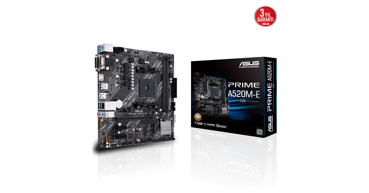 ASUS Prime A520M-E CSM AMD Soket AM4 DDR4 4400MHz mATX Gaming (Oyuncu) Anakart