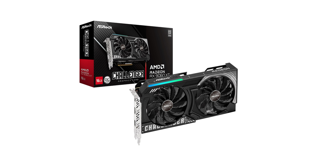 ASrock AMD Radeon RX9060 XT Challenger 16GB OC GDDR6 128Bit Gaming