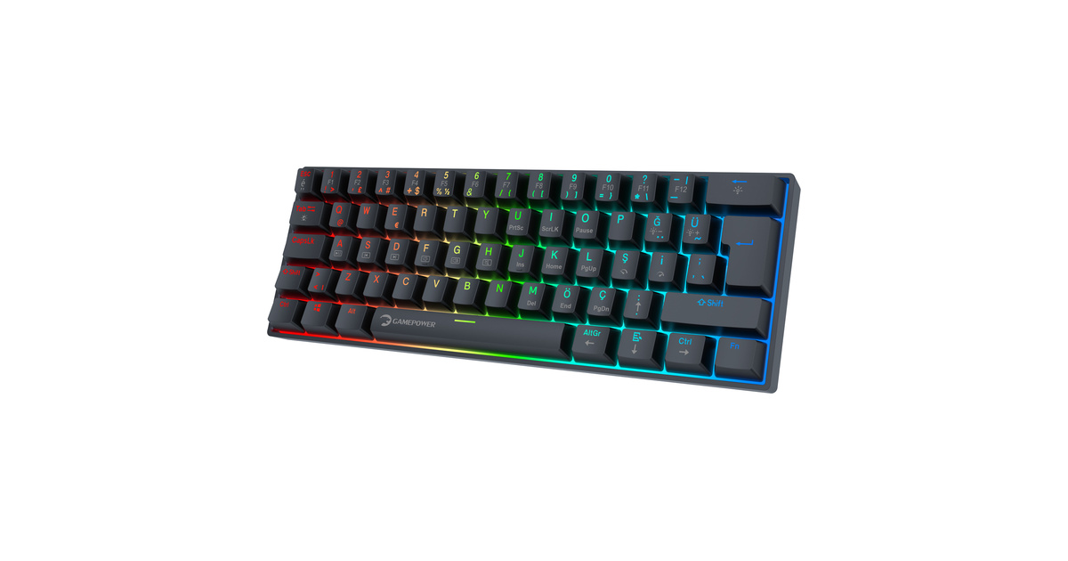 Gamepower Lyra 60M RGB TKL Blue Switch Kablolu Klavye Siyah