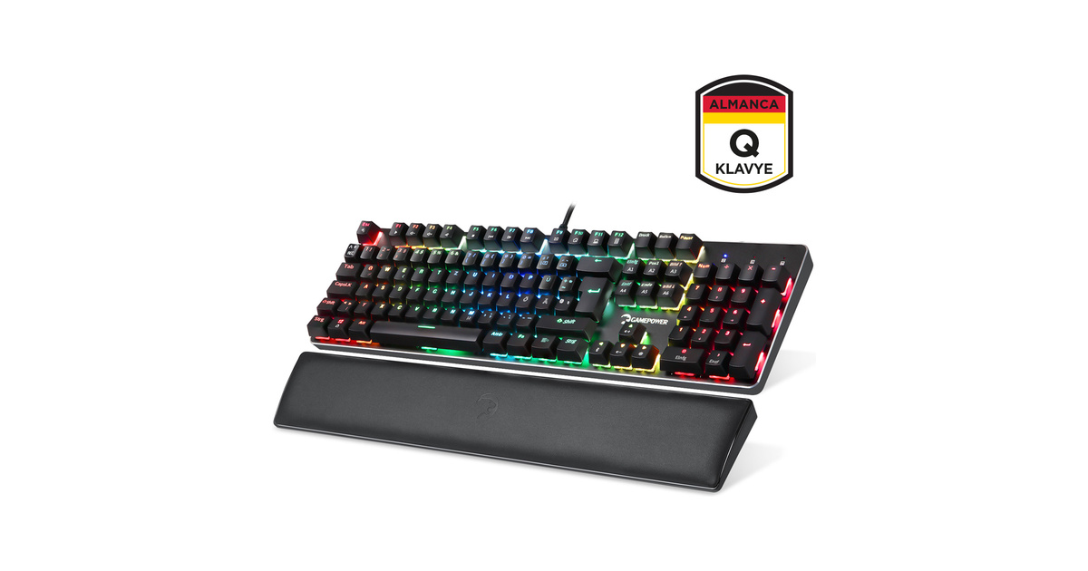 GamePower Ogre RGB 60M Blue Switch Almanca Q USB Mekanik Gaming Klavye