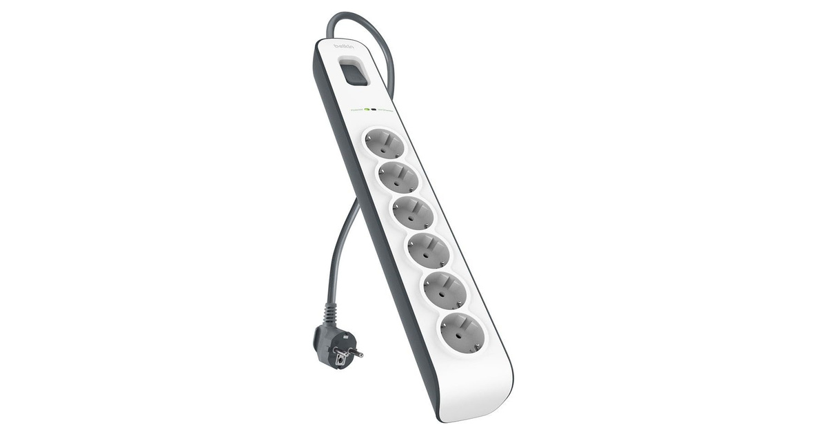 Belkin BSV603VF2M-V2 Surgemaster 2M 6'lı Akım Korumalı Priz - incehesap.com