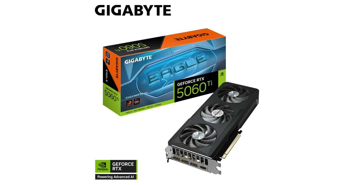 Gigabyte GeForce RTX5060TI EAGLE MAX OC GV-N506TEAGLEMAX OC-16GD GDDR7 16GB 128Bit Gaming (Oyuncu) Ekran Kartı