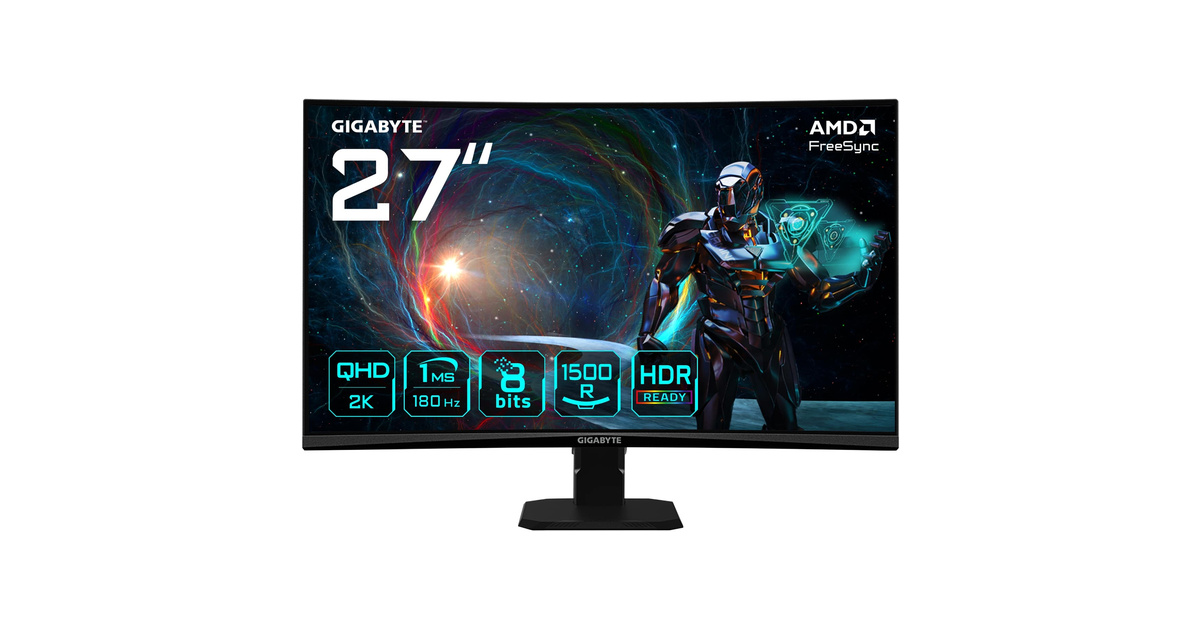 Gigabyte GS27QCA 27" 180Hz 1Ms HDMI DisplayPort Adaptive-Sync VA Curved 2K Gaming Monitör