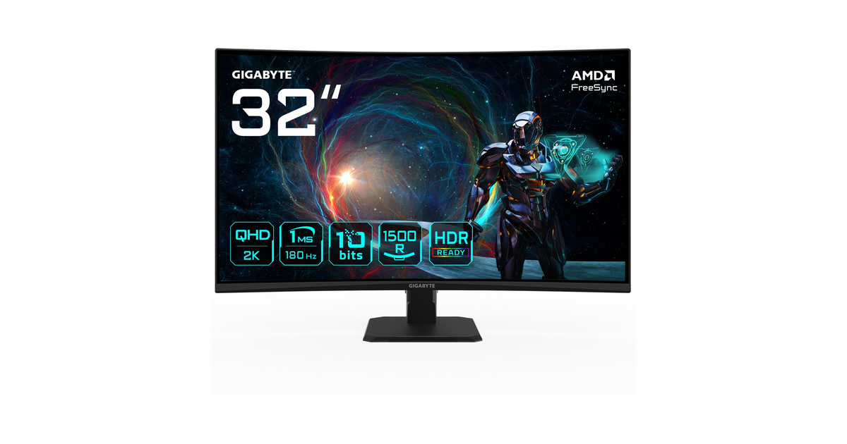 Gigabyte GS32QCA 31.5" 180Hz 1ms HDMI DisplayPort Adaptive-Sync VA Curved 2K Gaming Monitör