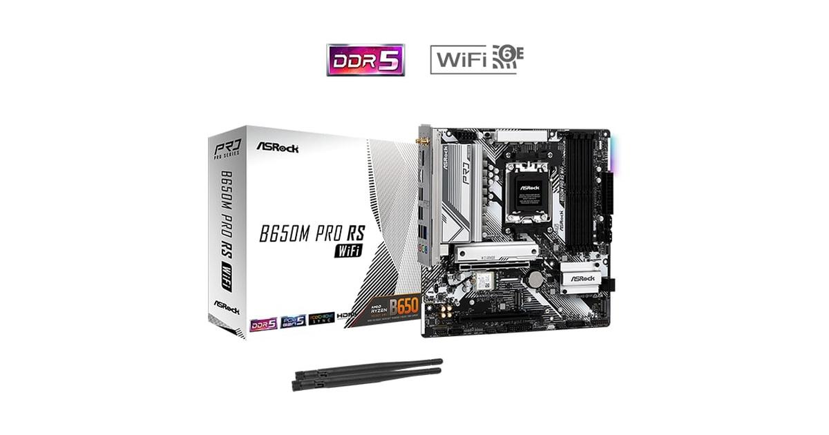 Asrock B650M Pro RS WiFi AMD B650 Soket AM5 DDR5 7200(OC)MHz mATX