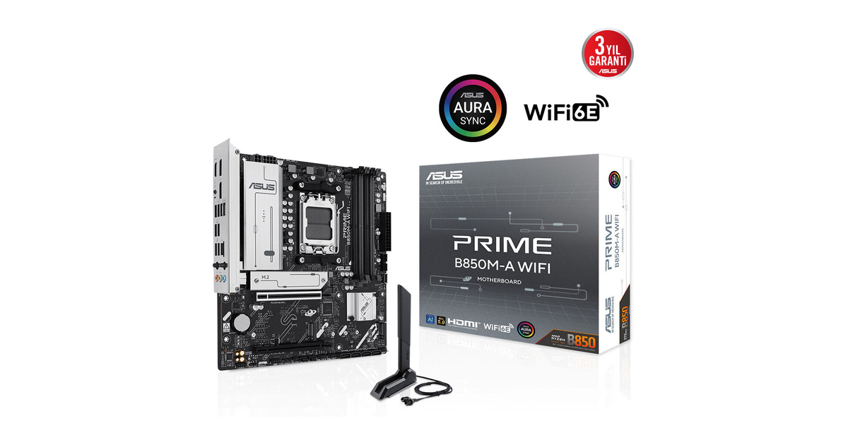 ASUS PRIME B850M-A WIFI 8000Mhz(OC) M.2 AM5 mATX Anakart