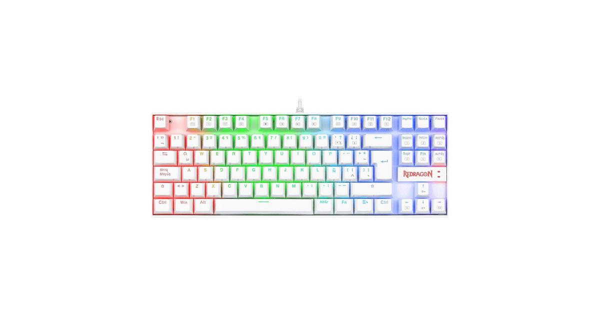 Redragon K552W-RGB Kumara Red Switch Rainbow TKL TR Q Mekanik Beyaz Kablolu Gaming (Oyuncu) Klavye