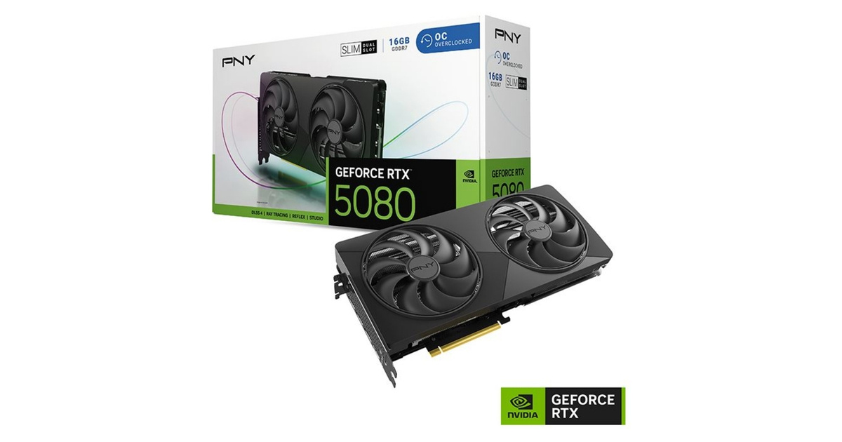 PNY GeForce RTX 5080 OC 16GB Dual-Fan Slim GDDR7 256Bit
