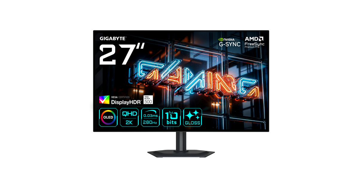 GIGABYTE MO27Q28GR 27" 280Hz 0.03ms G-Sync 2K QHD HDR500 WOLED Gaming (Oyuncu) Monitör