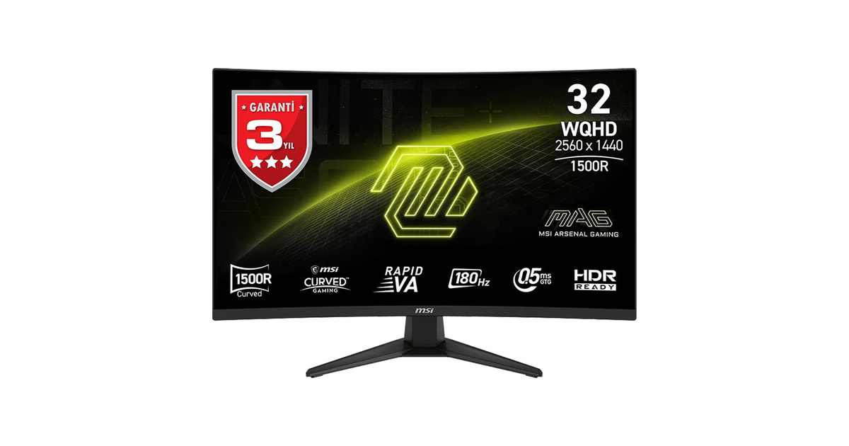 MSI MAG 321CQF E18 31.5 inç 180Hz 0.5ms 2K WQHD FreeSync Rapid VA Kavisli Gaming Monitör
