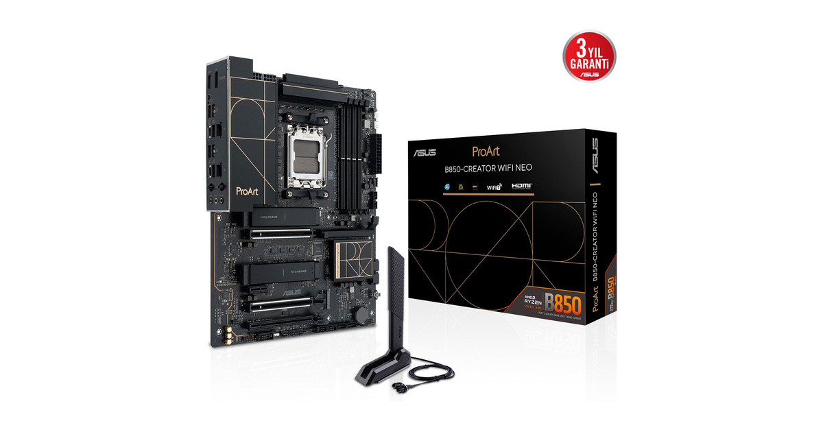 ASUS PROART B850-CREATOR WIFI NEO 9000Mhz(OC) M.2 AM5 ATX Anakart