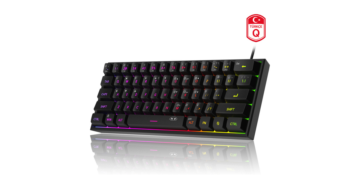 MageGee TS91 61 Tuş RGB Kablolu Siyah Membran Türkçe Q Gaming Klavye