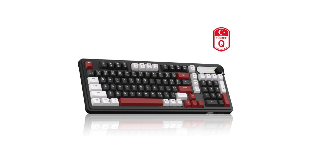 MageGee GK960 Tri-Mode RGB Membran Siyah-Bordo Gaming Klavye