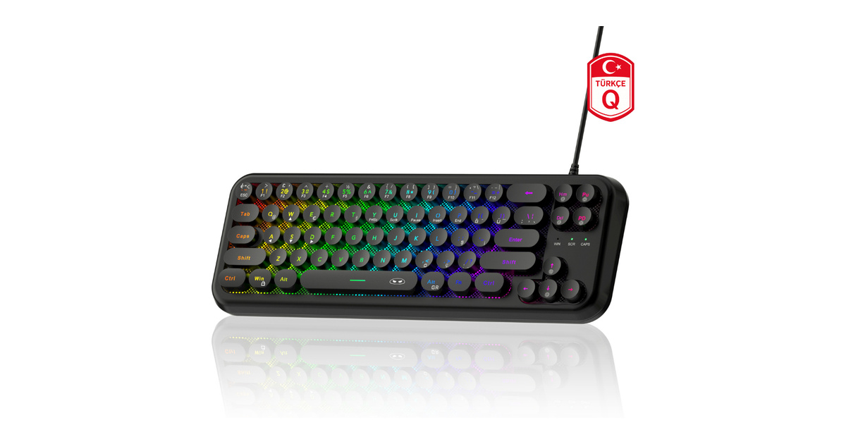 MageGee TS91 Round 61 Tuş RGB Kablolu Membran Türkçe Q Siyah Gaming Klavye