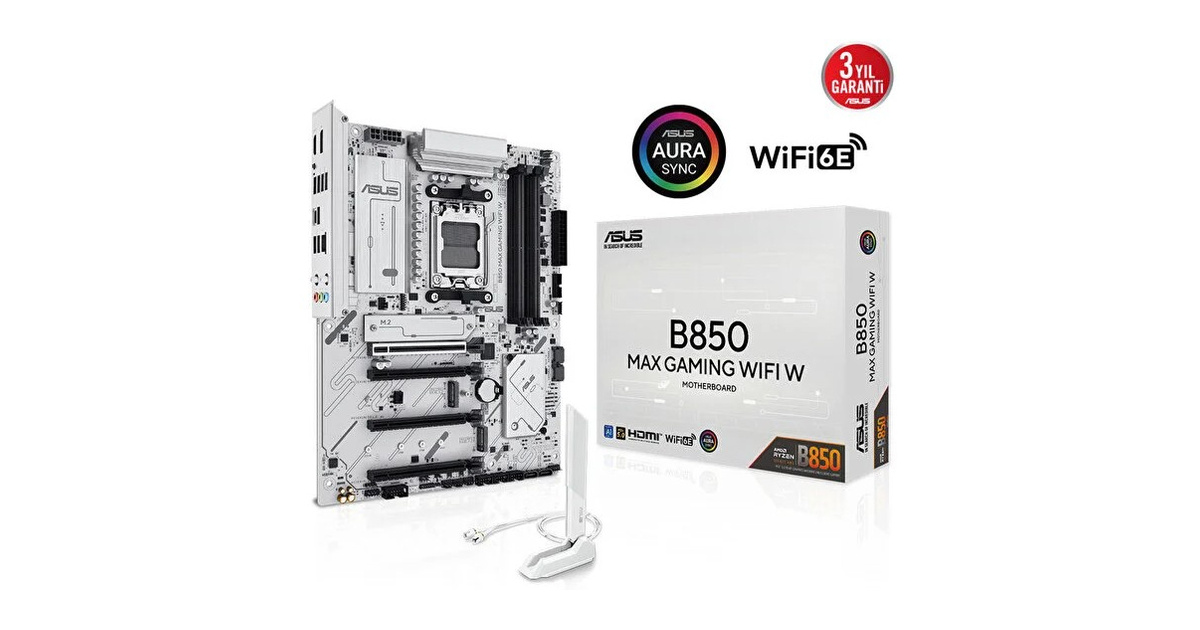 ASUS B850 MAX GAMING WIFI 8000mhz(OC) M.2 AM5 ATX Anakart