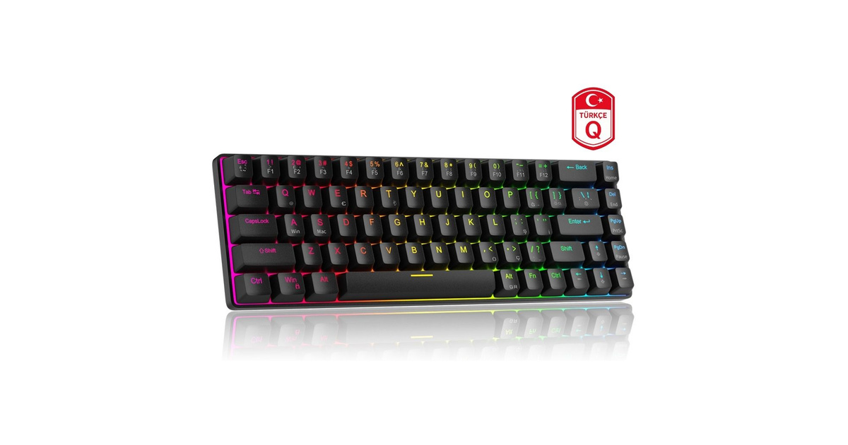 MageGee MK-BOX 68 Tuş RGB Hot-Swap Manyetik Kablolu Türkçe Q Siyah Gaming Klavye