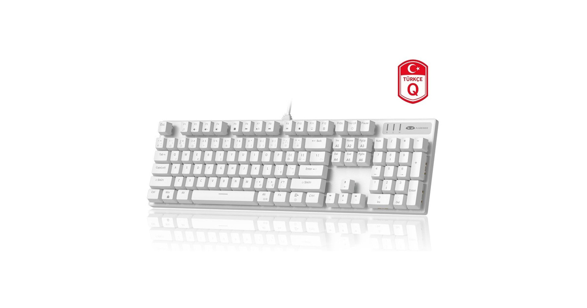 MageGee MK-STORM 104 Tuş Mekanik Blue Switch Kablolu Türkçe Q Beyaz Gaming Klavye
