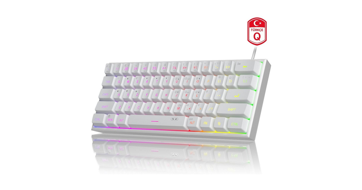 MageGee TS91 61 Tuş RGB Kablolu Beyaz Membran Türkçe Q Gaming Klavye