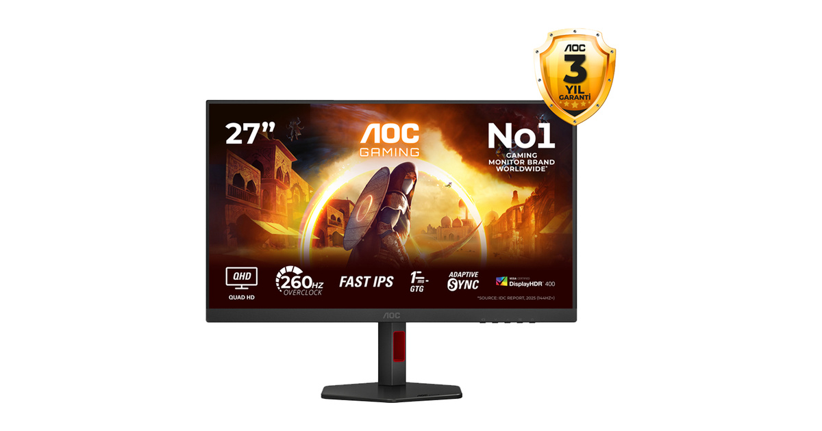 AOC Q27G4ZR 27" 0.3Ms 2K QHD Pivot IPS 260Hz Oyuncu Monitörü