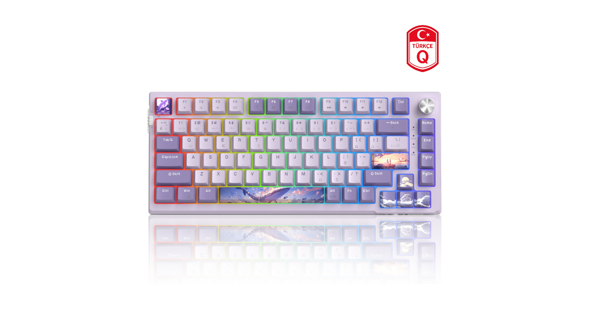 Magegee SKY81 Violet 83 Tuş Kablosuz RGB Hot-Swap Mekanik Gasket Mor Gaming Klavye