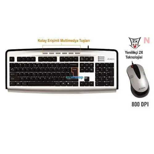 A4 Tech KL-2350D Q-TR Slim Klavye PS/2 Siyah Set
