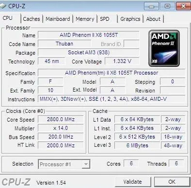 AMD PHENOM II X6 1055T (2.8GHz)9MB AM3