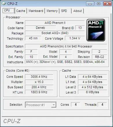AMD PHENOM II X4 940 (3.0GHz)8MB AM2 940p