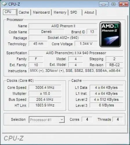 AMD PHENOM II X4 940 (3.0GHz)8MB AM2 940p