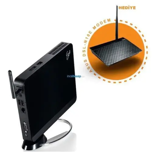 ASUS EEEBOX EB1007-B0700 D410 2GB 250GB BLACK+ASUS DSL-N10E ADSL2+ 4P 150Mbps KBLSZ MODEM hediye