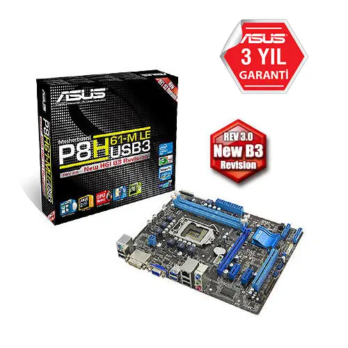 Asus P8H61-M LE/USB3 H61 Ddr Dvi + GLan + Sata 16X