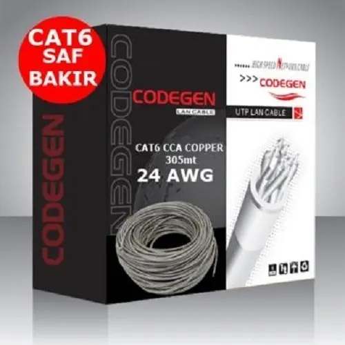 Codegen CAT-6 UTP 305 Metre 24AWG Saf Bakır Kablo