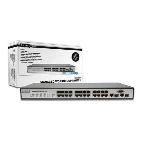 Digitus DN-60031 Yönetilebilir Ethernet Switch, 24 x 10/100TX port + 2 x 10/100/1000
