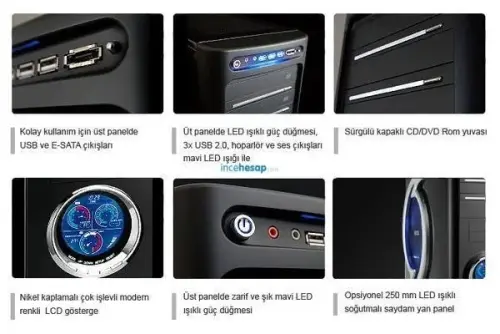 EZCOOL HA-996B Atx Siyah LCD Gösterge Kasa 350W/420W