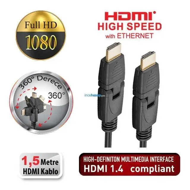 Goldmaster CAB-11 1.4 HDMI Kablo 360° Dönebilir