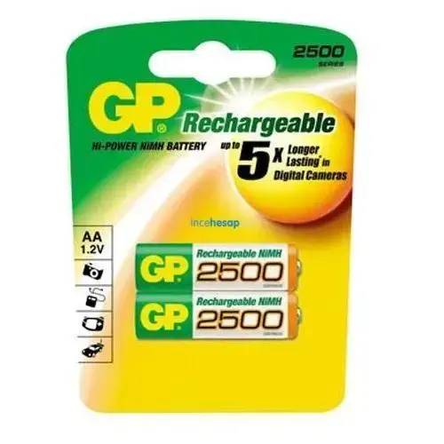 GP 2500mAh AA ŞARJLI KALEM PİL(2?Lİ BLİSTER)