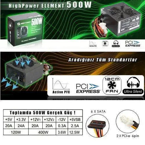 HIGH POWER HPC-500-H12S ELEMENT POWER SUPPLY 500W