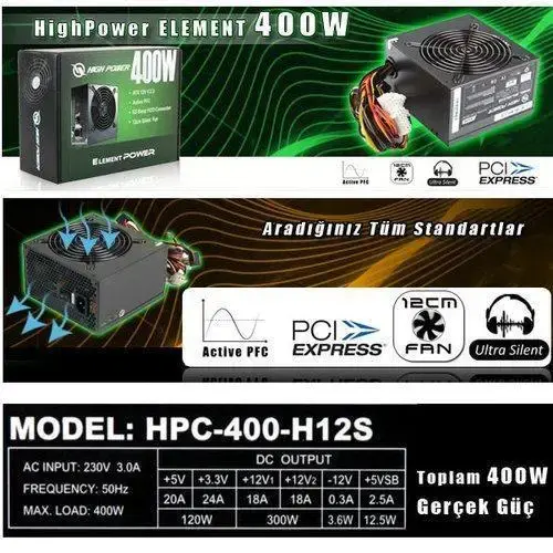 HIGH POWER HPC-400-H12S ELEMENT AKTİF PFC PWR 400W