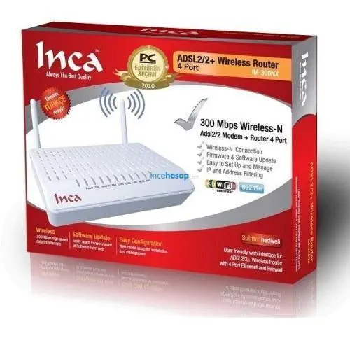 Inca IM-300NX 4 Port 300Mbps  Kablosuz Modem + Router