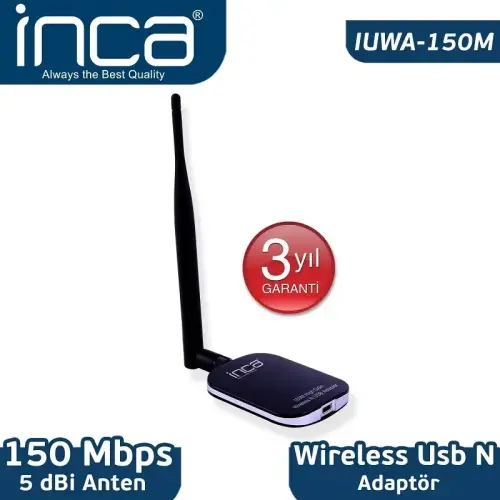 Inca IUWA-150M 150Mbps  Kablosuz Antenli USB Adaptör