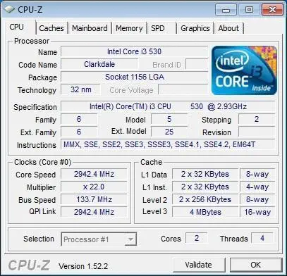 INTEL CORE I3 530 2.93GHz 4MB 1156p