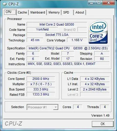 INTEL C2QUAD Q8300 2.50GHz 1333MHz 4MB 64BIT 775p
