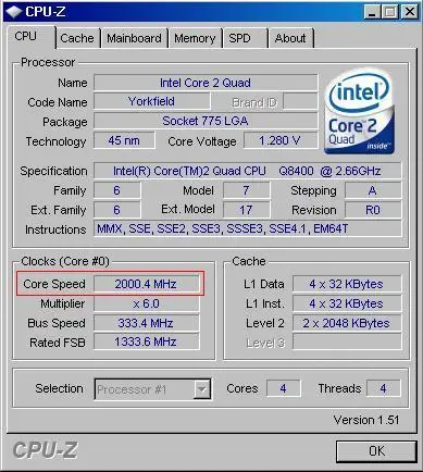 INTEL C2QUAD Q8400 2.66GHz 1333MHz 4MB 64BIT 775p