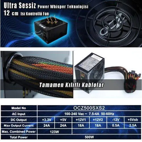 OCZ STEALTHXSTREAM2 80+ 12CM FANL GÜÇ KAYNAĞI 500W